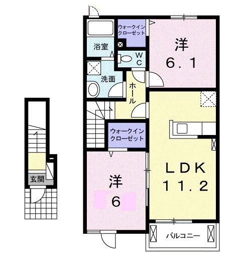 メゾン ブライト C(2LDK/2階)の間取り写真