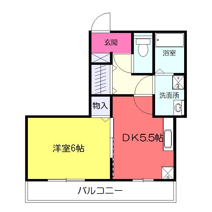 ファーストヒル竹山(1DK/3階)の間取り写真