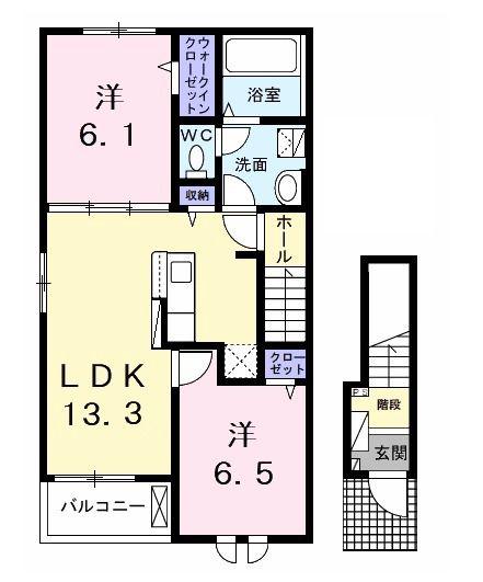 ラヴィエールII(2LDK/2階)の間取り写真