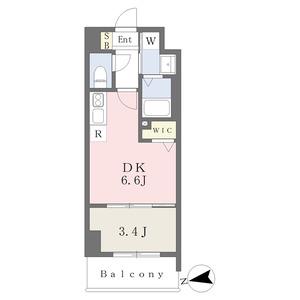 プレイズシード浄心アセント(1DK/6階)の間取り写真