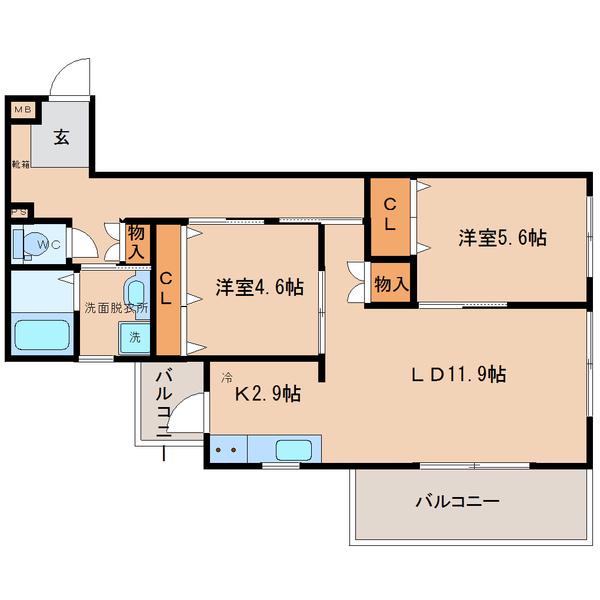 アルテマイスターレーヴII(2LDK/5階)の間取り写真