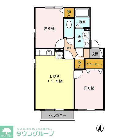 セードル小川A/B(2LDK/1階)の間取り写真