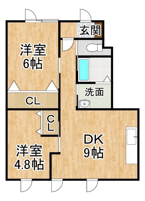 メゾンドロアジール(2DK/1階)の間取り写真