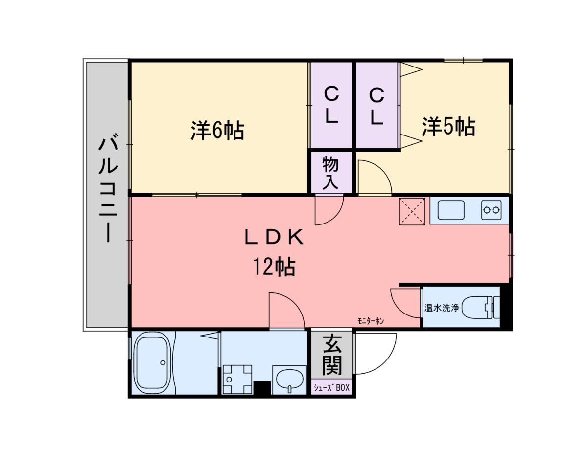 メゾンドレトアD(2LDK/2階)の間取り写真