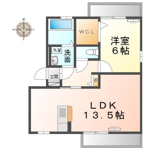 スプレンダ新清洲(1LDK/2階)の間取り写真