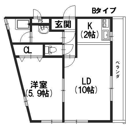 ハイツ純豊(1LDK/2階)の間取り写真