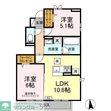 泉区上飯田町AK計画(2LDK/1階)の間取り写真