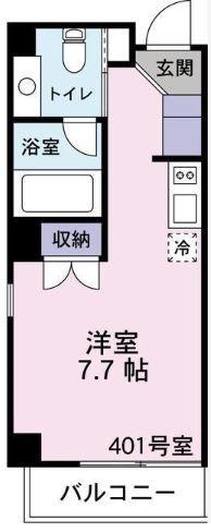 二木ビル(ワンルーム/2階)の間取り写真