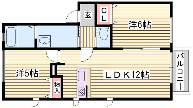 グレイス堀川B棟(2LDK/1階)の間取り写真