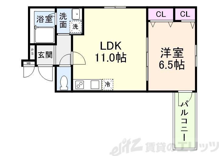 フジパレスSAKURA(1LDK/3階)の間取り写真