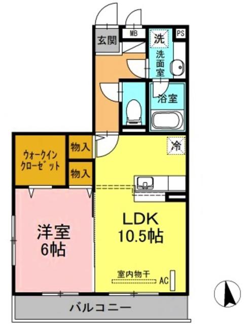 ペアハピネス(1LDK/2階)の間取り写真