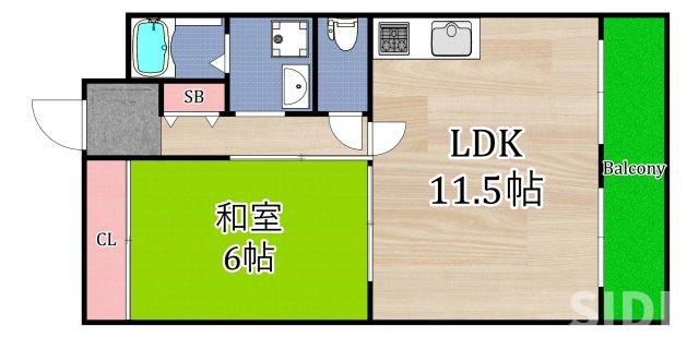 吉田マンション(1LDK/4階)の間取り写真