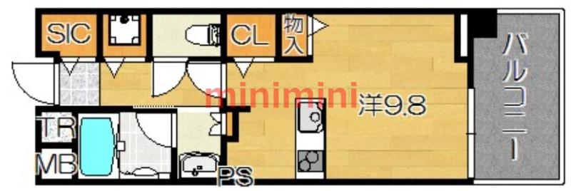 THE GARDEN SUITE(ワンルーム/3階)の間取り写真