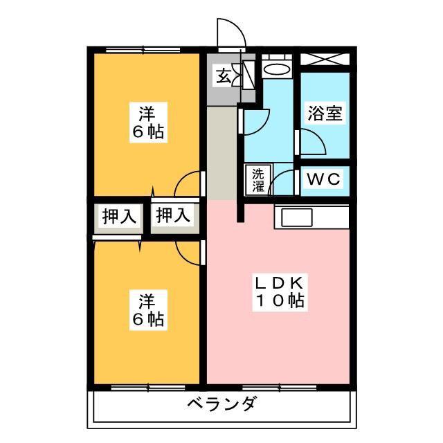 ジョイフル旭ヶ丘(2LDK/2階)の間取り写真