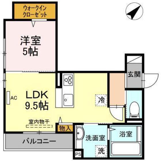 AGERAFUNAIRI(1LDK/2階)の間取り写真
