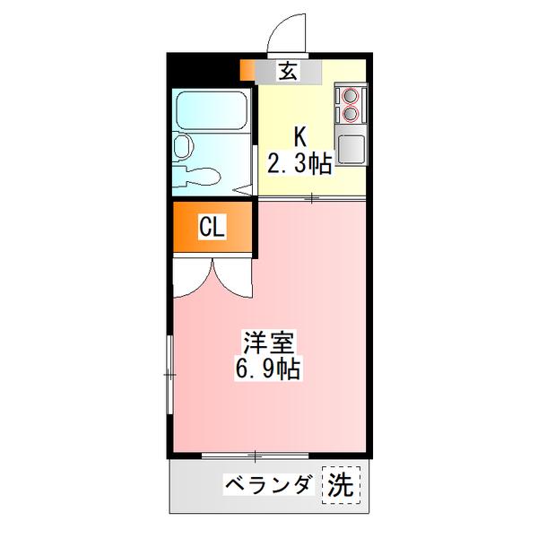 SKY STAR VIEW日野(1K/4階)の間取り写真