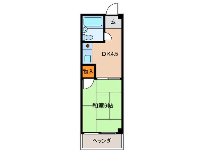 サンシャイン王子(1DK/2階)の間取り写真