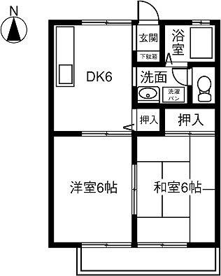 エトワール小牧(2DK/2階)の間取り写真