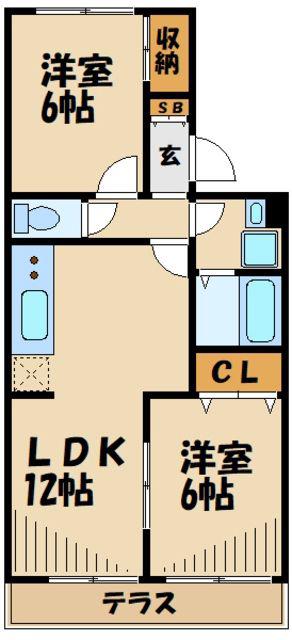 TN DUO A棟(2LDK/1階)の間取り写真