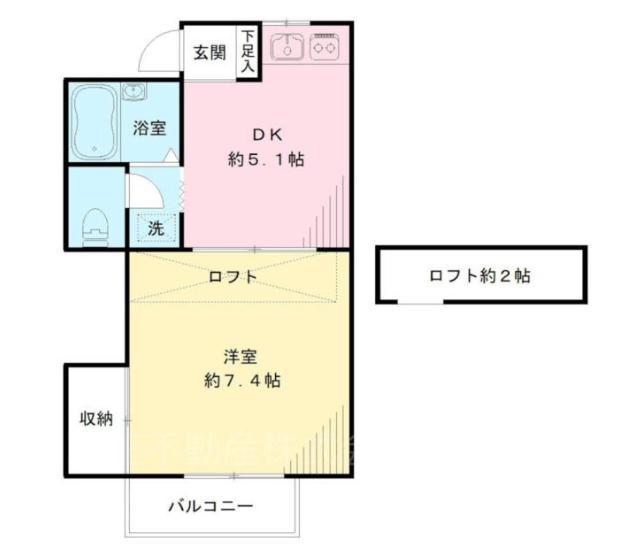 パストラルハイム B棟(1DK/2階)の間取り写真