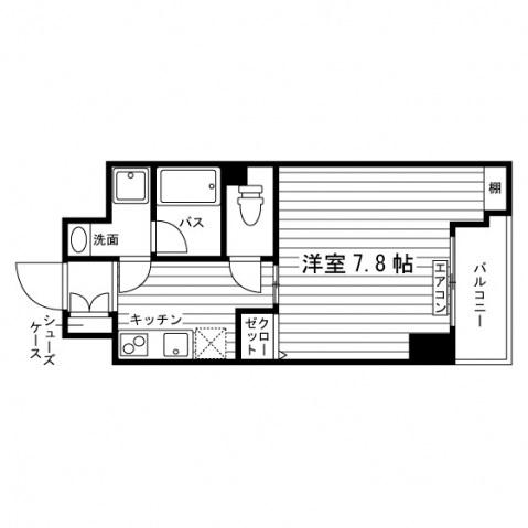 ブランパレス柏(1K/4階)の間取り写真