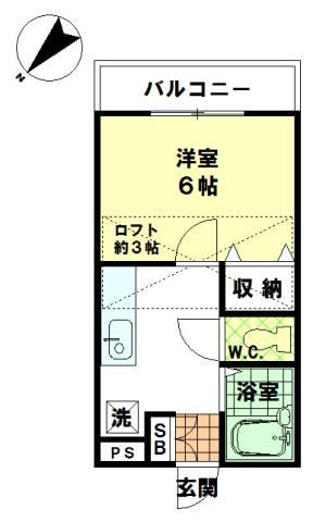 アーバンヒルズ赤塚(1K/1階)の間取り写真