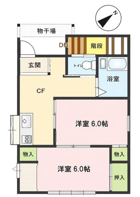 横浜浅間下テラス(2K/2階)の間取り写真
