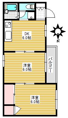 山手パークハイツ(2DK/3階)の間取り写真