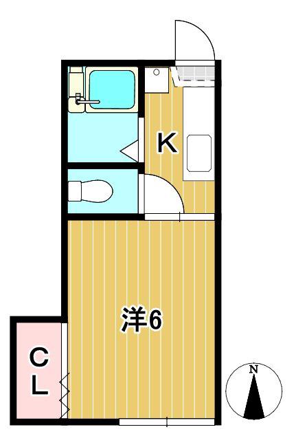 くがやコーポ E(1K/1階)の間取り写真