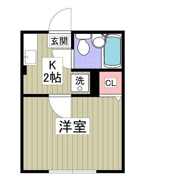 シティハイム国恵ハイムB(1K/2階)の間取り写真