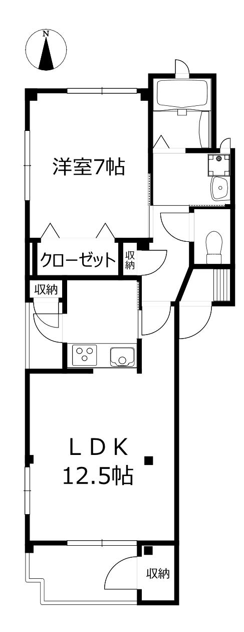 イーストANKH(1LDK/1階)の間取り写真