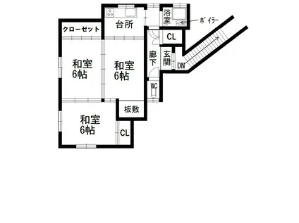 青森県八戸市大字田面木松長根7-6(3K/2階)の間取り写真