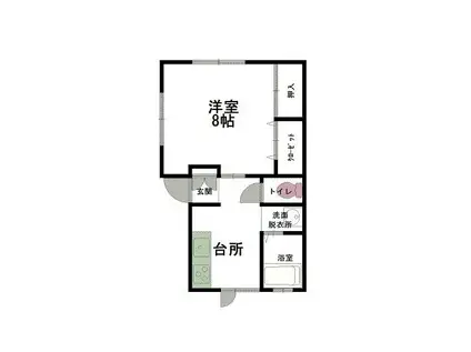 シティー上平II(1K/1階)の間取り写真