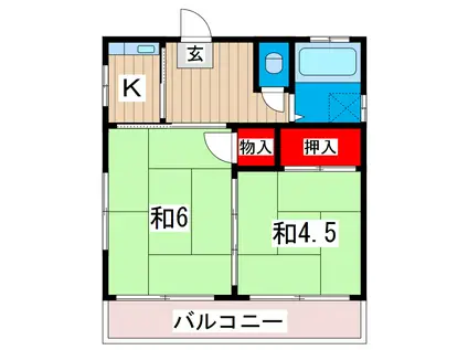 あけぼの荘(2K/2階)の間取り写真