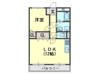 パル壱番館(1LDK/2階)の間取り写真