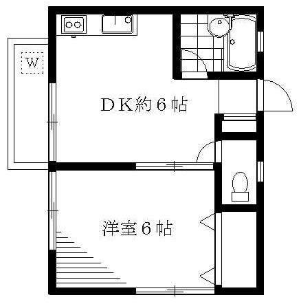 フォーシーズン(1DK/2階)の間取り写真