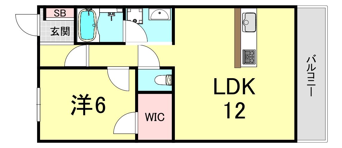 レジデンス向陽(1LDK/5階)の間取り写真