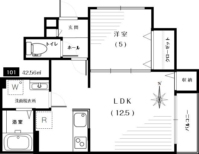 アルツァレト(1LDK/1階)の間取り写真