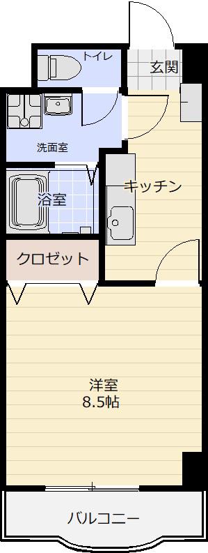 キャトルセゾン通町マンション(1K/4階)の間取り写真