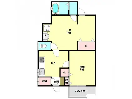 菊水町9丁目戸建(1LDK/1階)の間取り写真