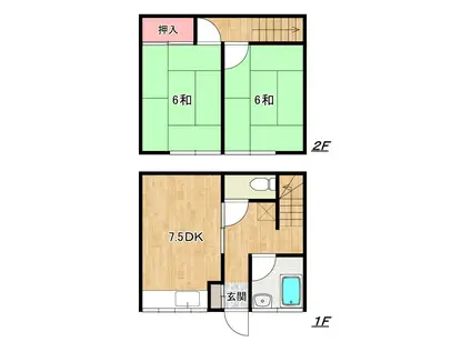 メゾン向井町(2DK/1階)の間取り写真