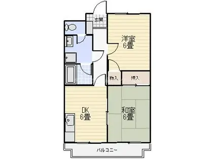 リビエール・カタセ(2DK/1階)の間取り写真