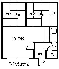 渡辺マンション(2LDK/2階)の間取り写真