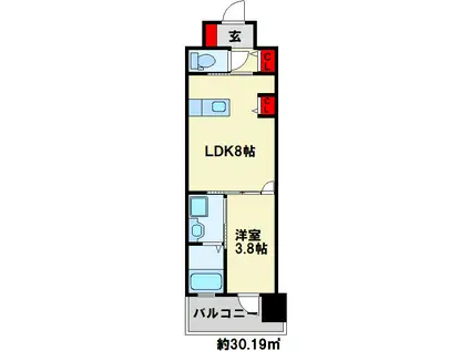 アクシオ北九州(1LDK/10階)の間取り写真