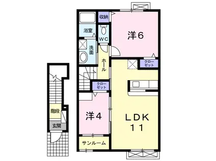 グラミス(2LDK/2階)の間取り写真