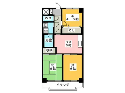 パールハイツ(3DK/2階)の間取り写真