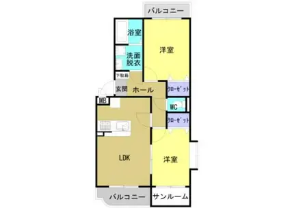 ユーミーマンション カシマ(2LDK/3階)の間取り写真