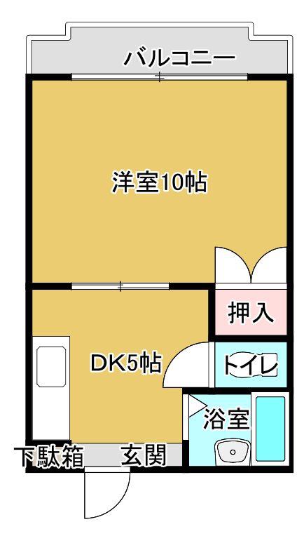 佐伯ビル(1DK/2階)の間取り写真