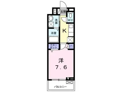セレーノ東生駒C(1K/3階)の間取り写真