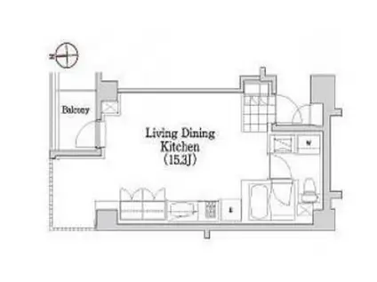 アパートメンツ元麻布内田坂(ワンルーム/2階)の間取り写真